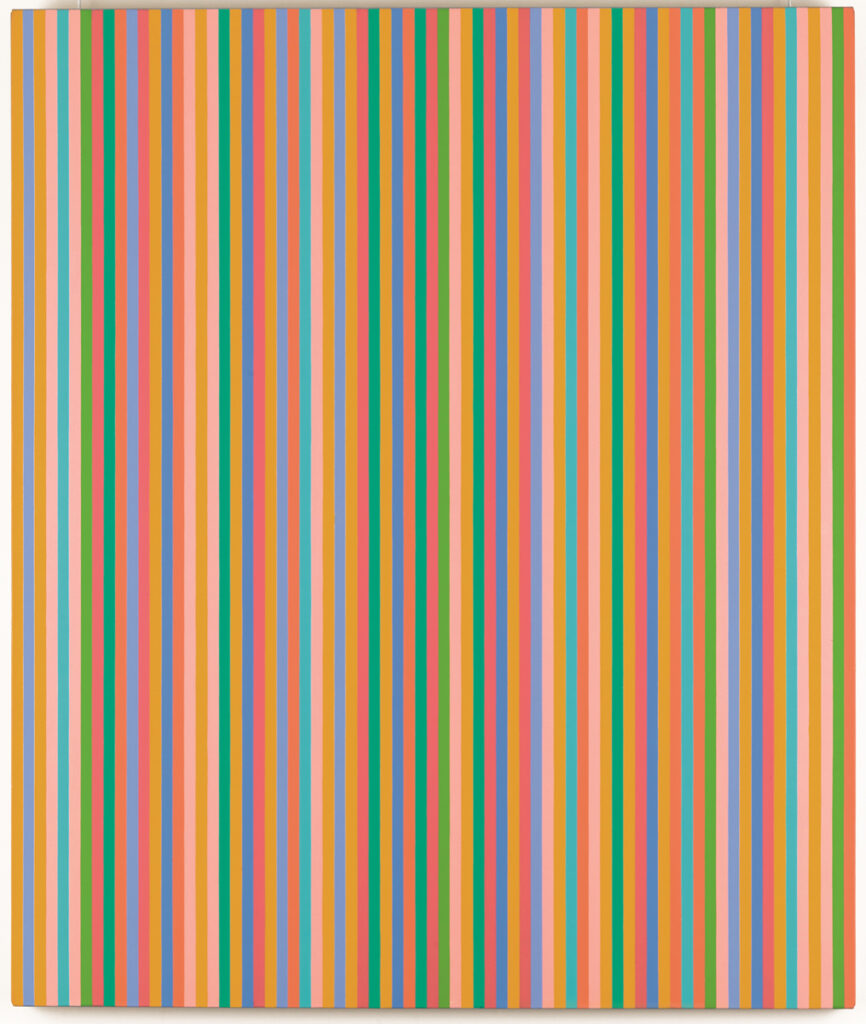 Bridget Riley, Myrrh, 1985 Huile sur toile, 165 x 138,7 cm Collection privée Photo © DR © Bridget Riley 2025. All rights reserved