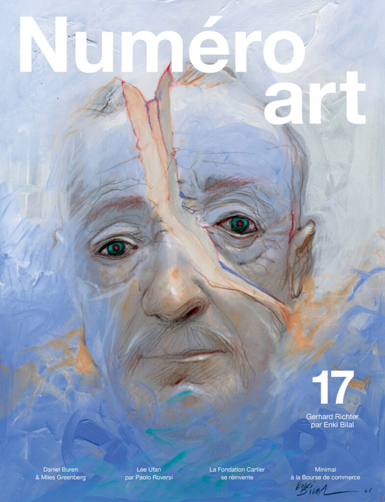 L'artiste Gerhard Richter vu par l'auteur et illustrateur Enki Bilal en couverture du Numéro art 17 à l'occasion de son exposition à la Fondation Louis Vuitton.