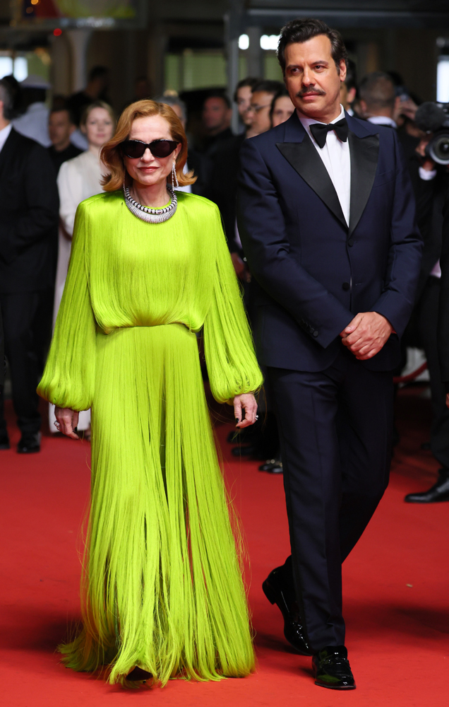 Laurent Lafitte et Isabelle Huppert sur le tapis rouge du festival de Cannes pour le film "La Femme La Plus Riche Du Monde" le 18 mai 2025 à Cannes, en France.