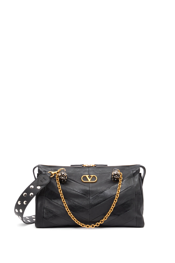 The Panthea bag by Valentino Garavani black leather and gold chain