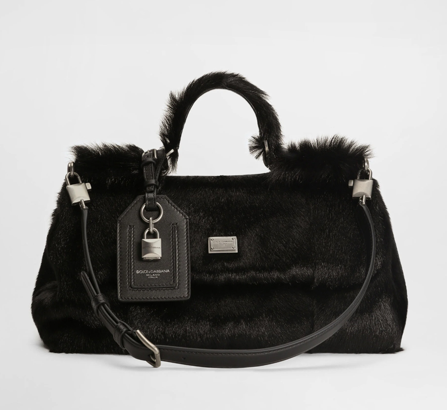 sicily bag in black fur by dolce &gabbana 