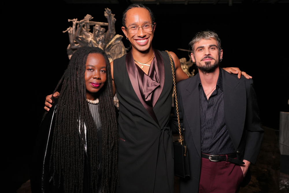 Olivia Anani, Miles Greenberg and Thibaut Wychowanok at Daniel Buren and Miles Greenberg exhibition at Reiffers Initiatives 