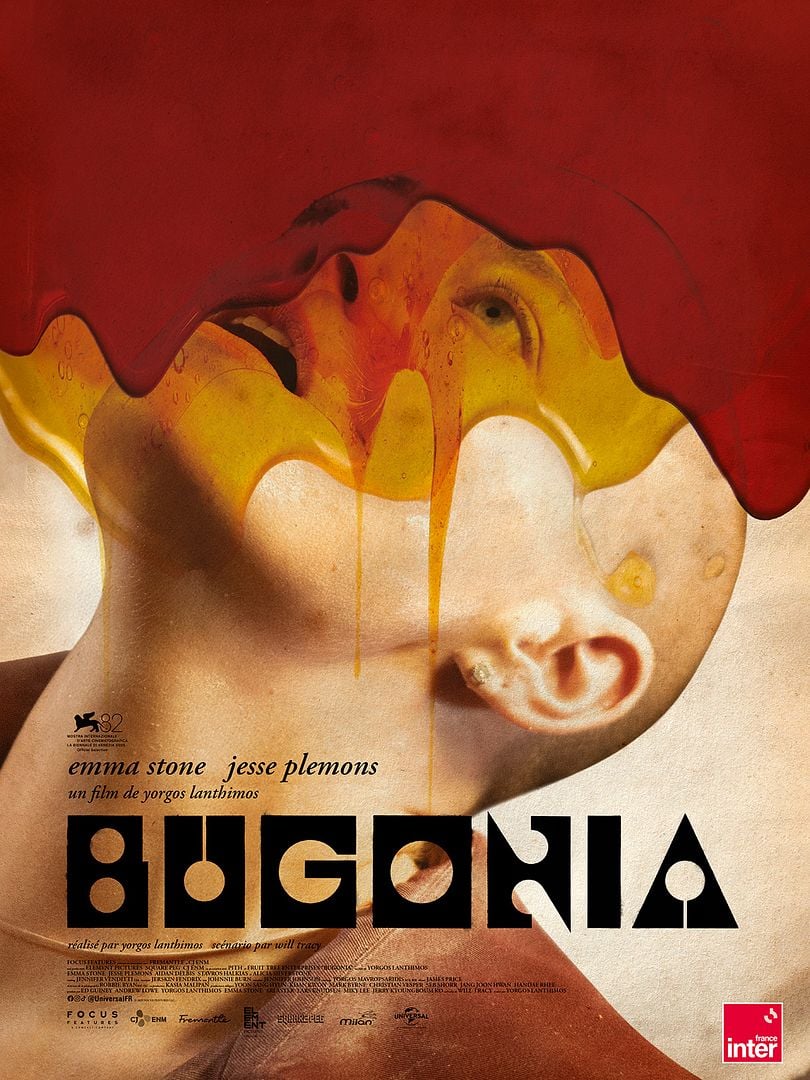 The poster of the film Bugonia (2025) by Yórgos Lánthimos.