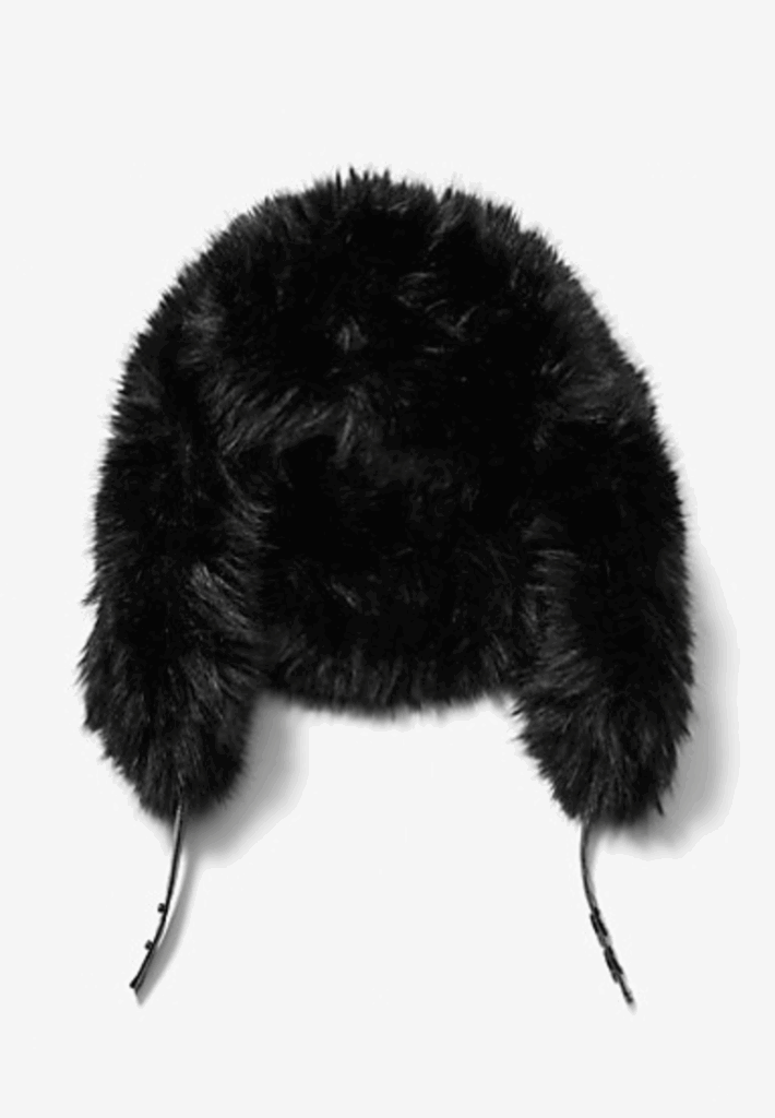 chapka en fausse fourrure noire michael kors 
