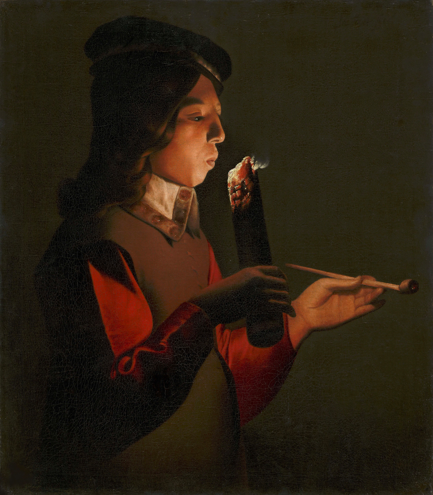 tableau du peintre Georges de La Tour, Le Souffleur à la pipe (1646) exposé au musée Jacquemart-André