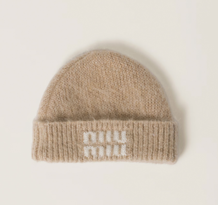 bonnet beige en mohair miu miu 