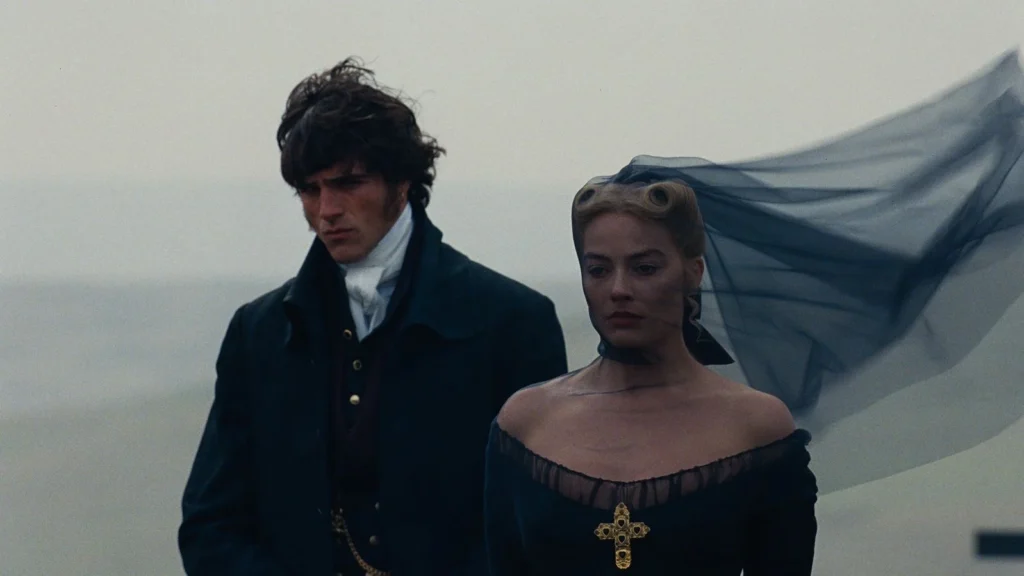 Jacob Elordi and Margot Robbie starring in Wuthering Heights (2026) © Warner Bros.