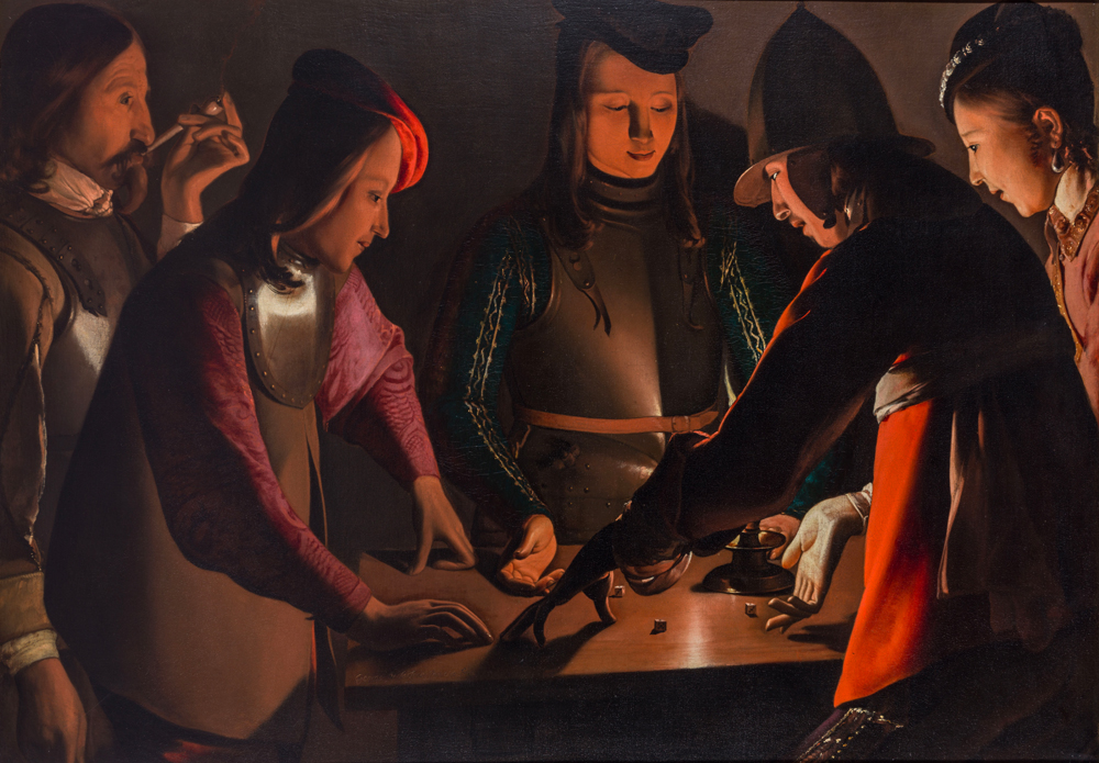 Le tableau du peintre Georges de La Tour, Les Joueurs de dés (vers 1650-1651) exposé au musée Jacquemart-André