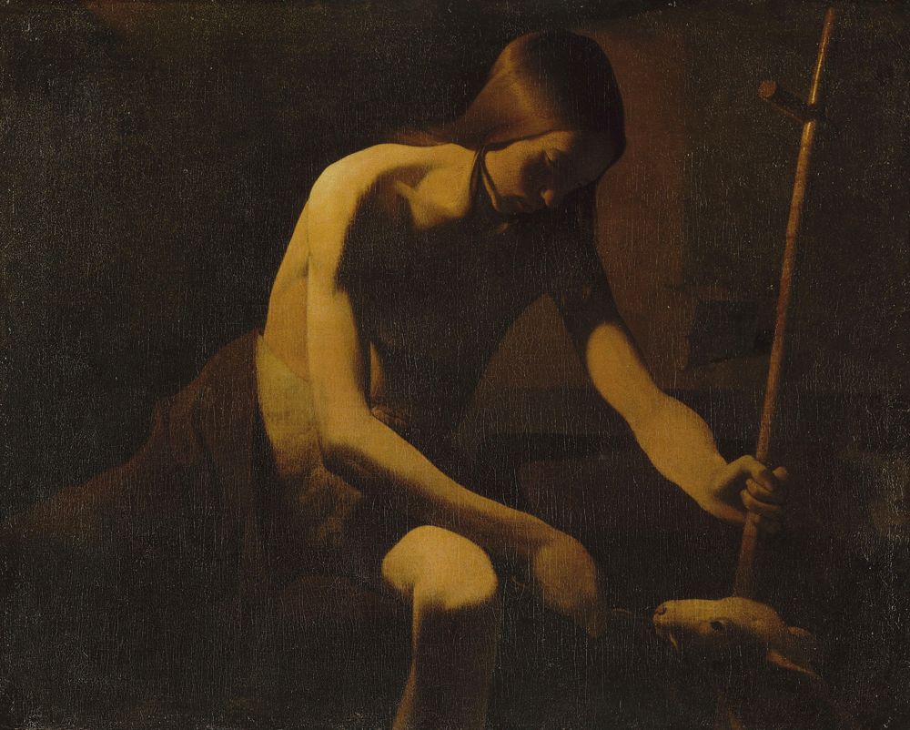 Le tableau du peintre Georges de La Tour, Saint Jean-Baptiste dans le désert (vers 1650) exposé au musée Jacquemart-André