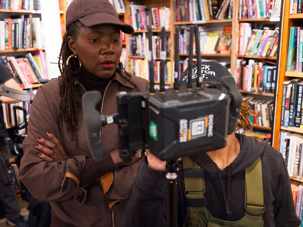 Alice Diop on the set of her short film Fragments for Venus (2025). Miu Miu Women's Tales. © Brigitte Lacombe.