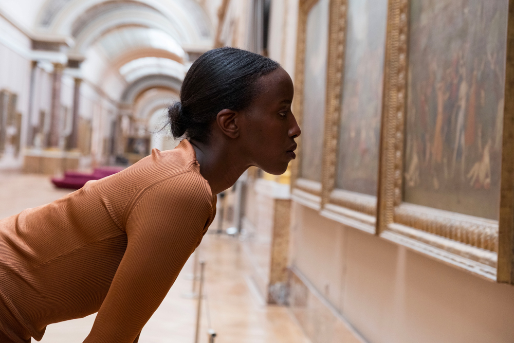 Actress Kayije Kagame in the short film Fragments for Venus by Alice Diop (2025). Miu Miu Women's Tales. © Brigitte Lacombe.