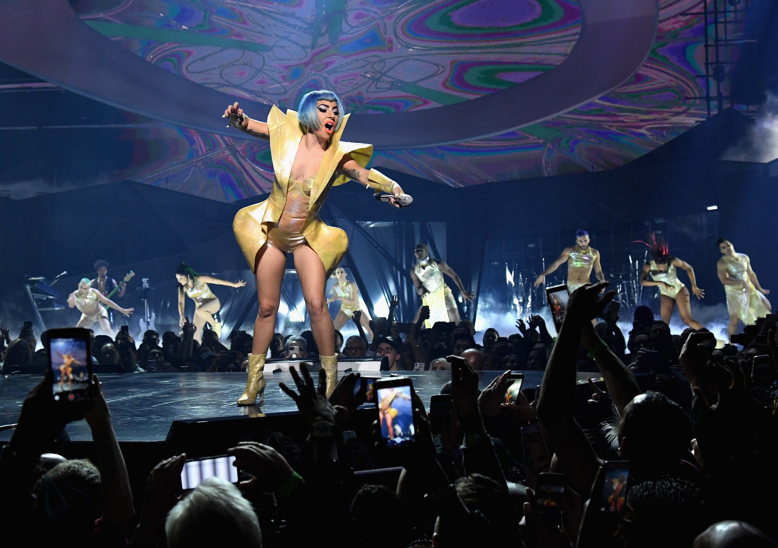 Lady Gaga à la soirée du Nouvel An lors de sa résidence Enigma au Park Theater / Park MGM, à Las Vegas, le 31 décembre 2018. © Kevin Mazur/Getty Images pour Park MGM Las Vegas.