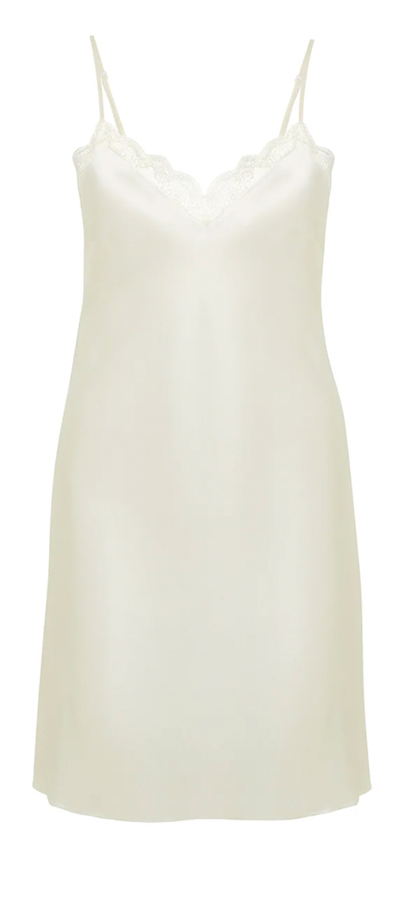 nuisette en soie blanche à détails de dentelle simone perele 