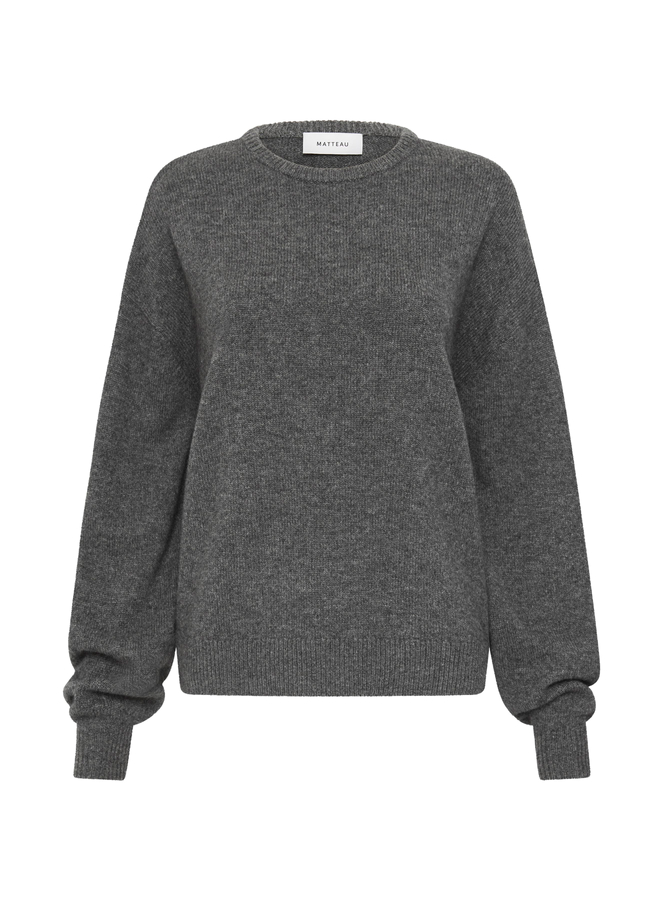 pull oversized en cachemire gris matteau