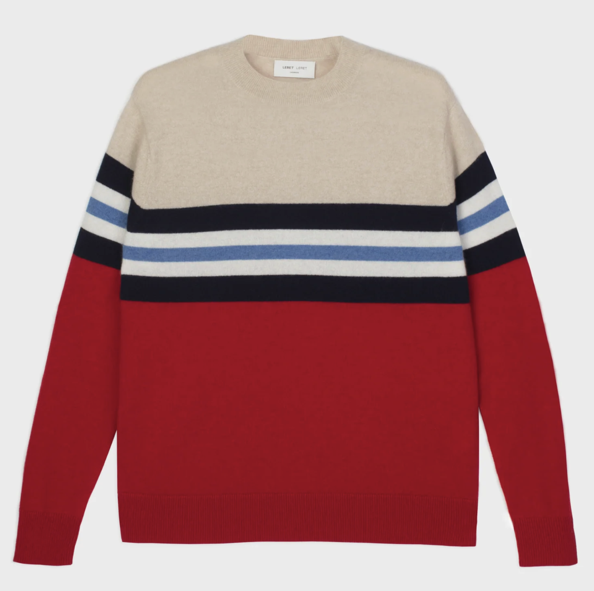 pull à col rond et à grosses rayures en cachemire leret leret