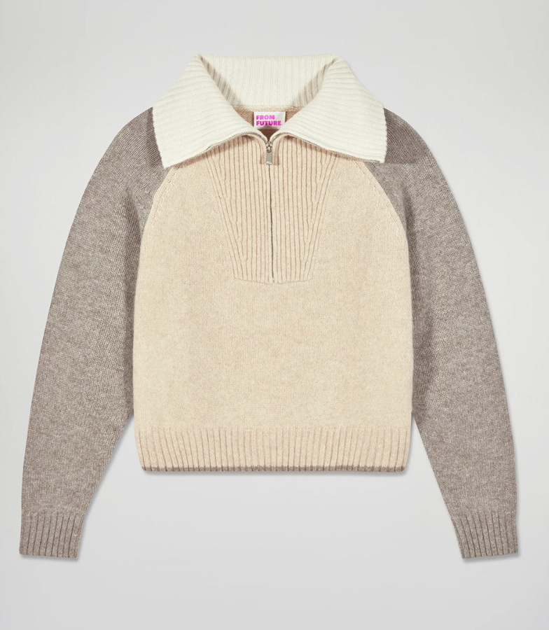 pull tricolore à zip et col montant en cachemire from future 