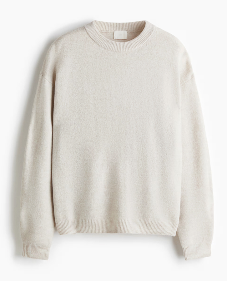 pull beige clair à col rond h&m