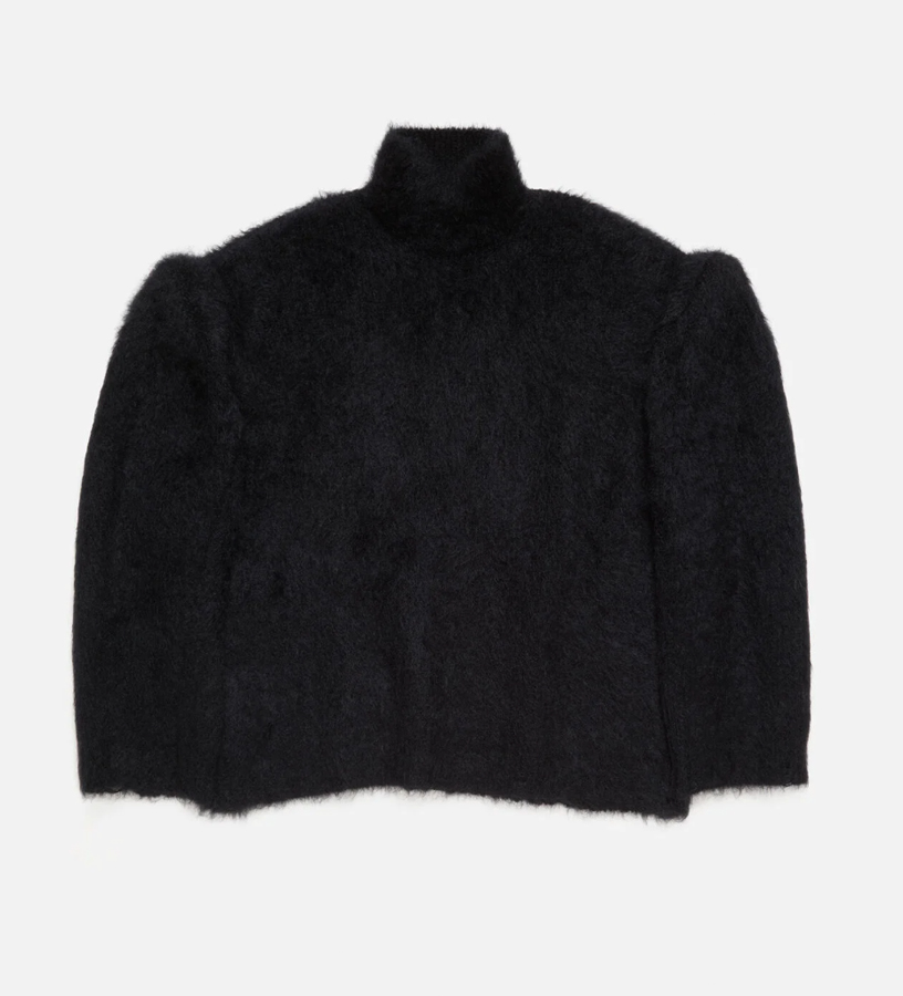 pull en laine brossée noire et à col cheminée acne studios 