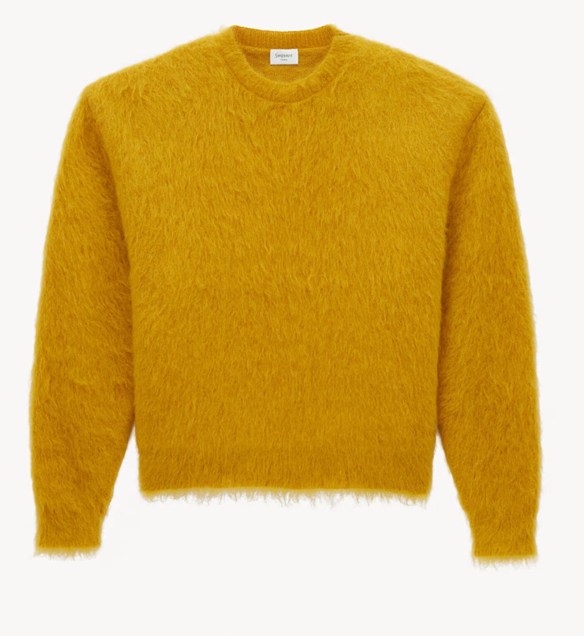 pull court en mohair moutarde saint laurent 