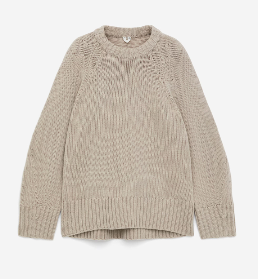 pull épais et oversize en cachemire arket 
