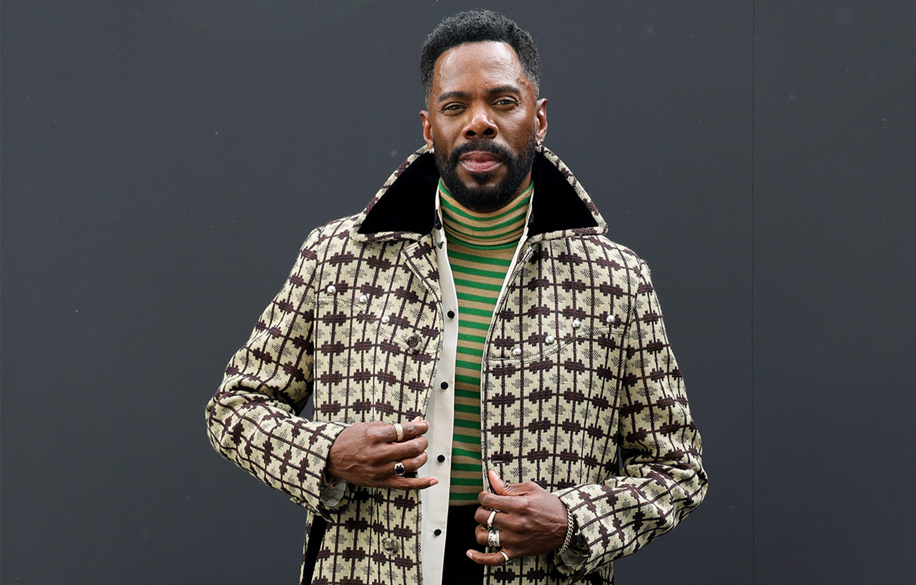 Colman Domingo au défilé Valentino le 5 octobre 2025 à Paris. © Photo par Vittorio Zunino Celotto/Getty Images pour Valentino. 