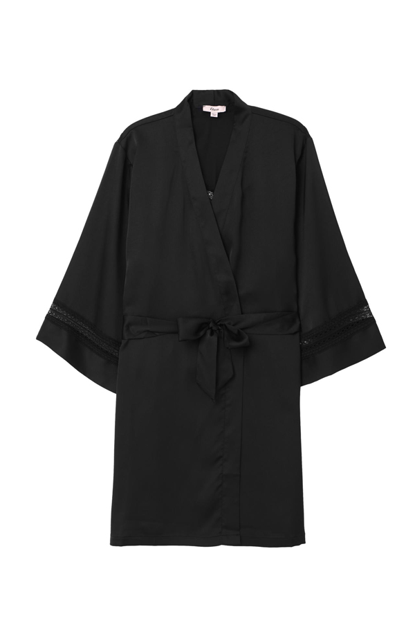 robe de chambre en soie noire etam 