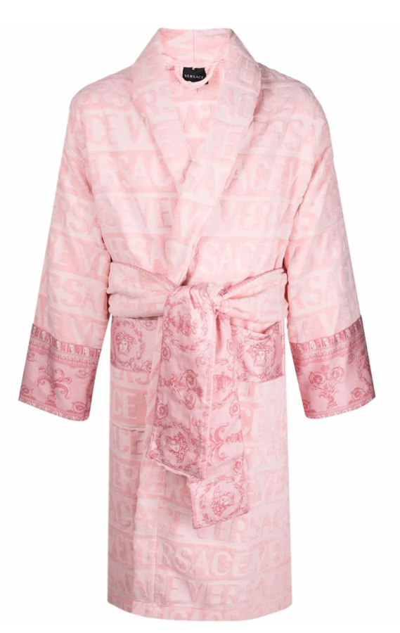peignoir rose à imprimé baroque versace 
