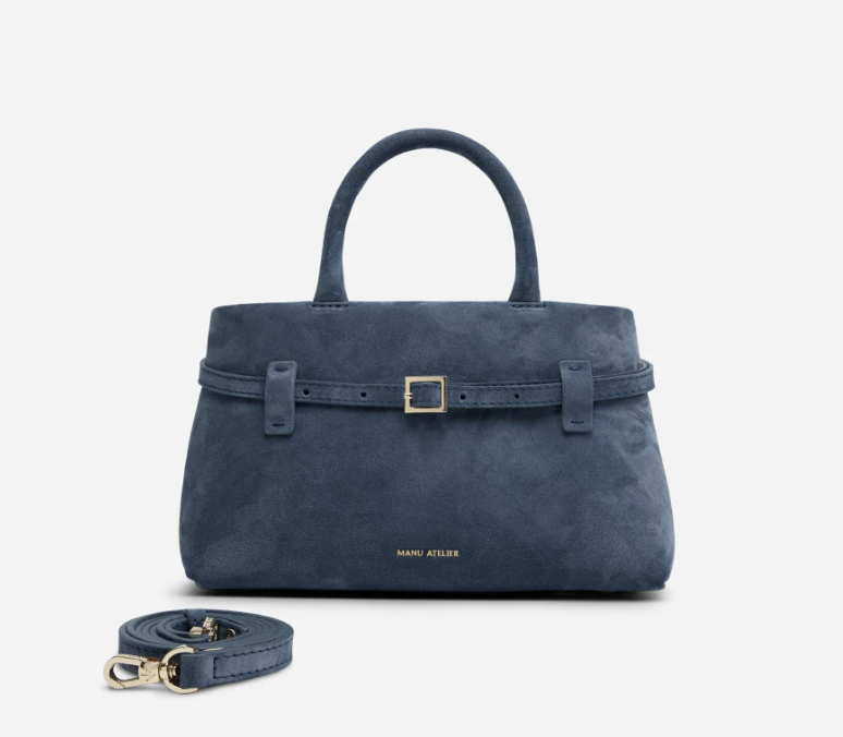 Cambon 25 bag by Manu Atelier blue suede
