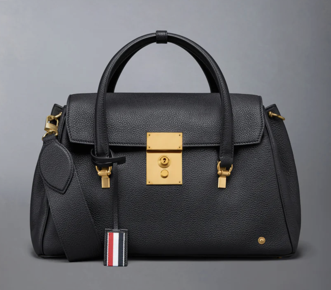 grained black leather bolton thom browne 