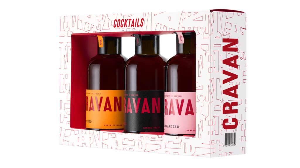 Coffret de trois mini-bouteilles de cocktails préparés, 55 €, Cravan.