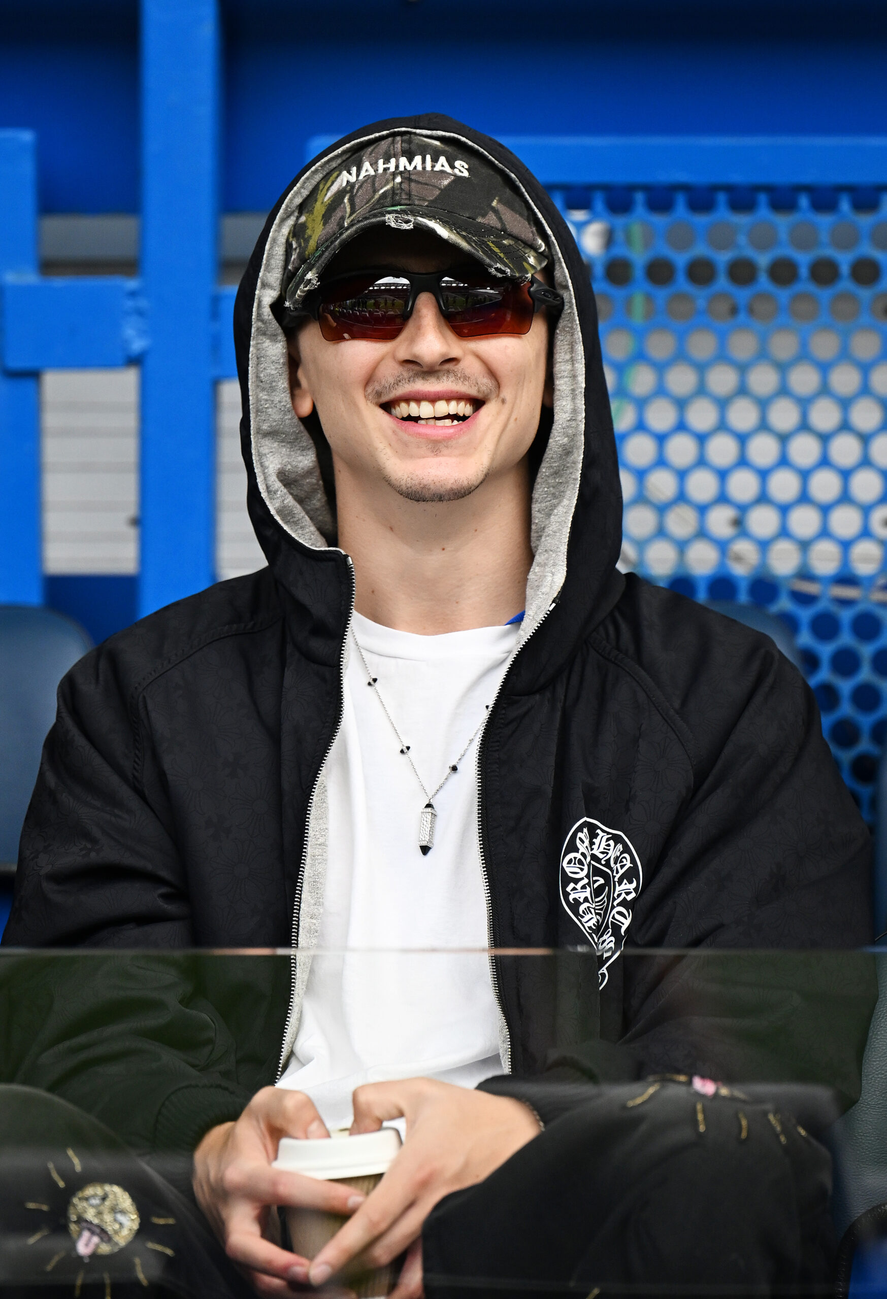 L'acteur Timothée Chalamet au stade de Stamford Bridge à Londres en 2025 © Darren Walsh/Chelsea FC via Getty Images.