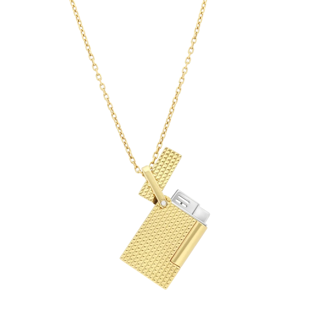 Collier briquet pointe de diamant, 350 €, S.T Dupont.