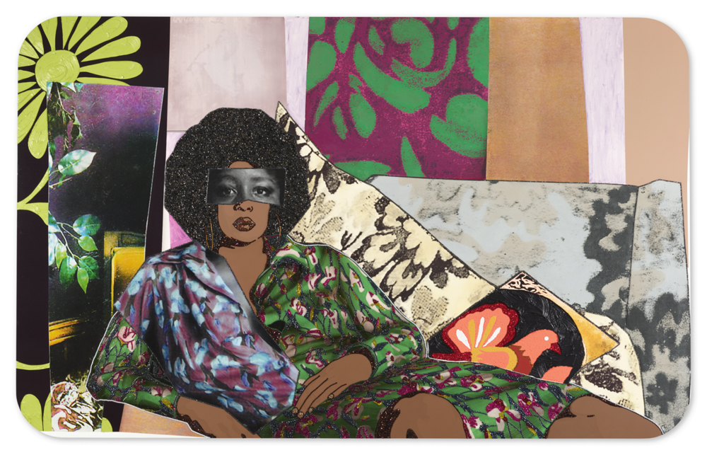 Œuvre de Mickalene Thomas, Afro Goddess Looking Forward (2015) exposée au Grand Palais à paris en 2025-2026