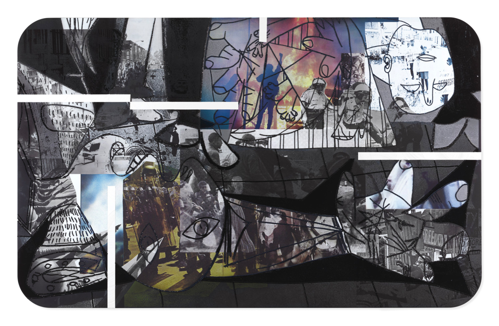 œuvre de Mickalene Thomas, Guernica Detail (Resist #7) (2021) exposée au Grand Palais à Paris