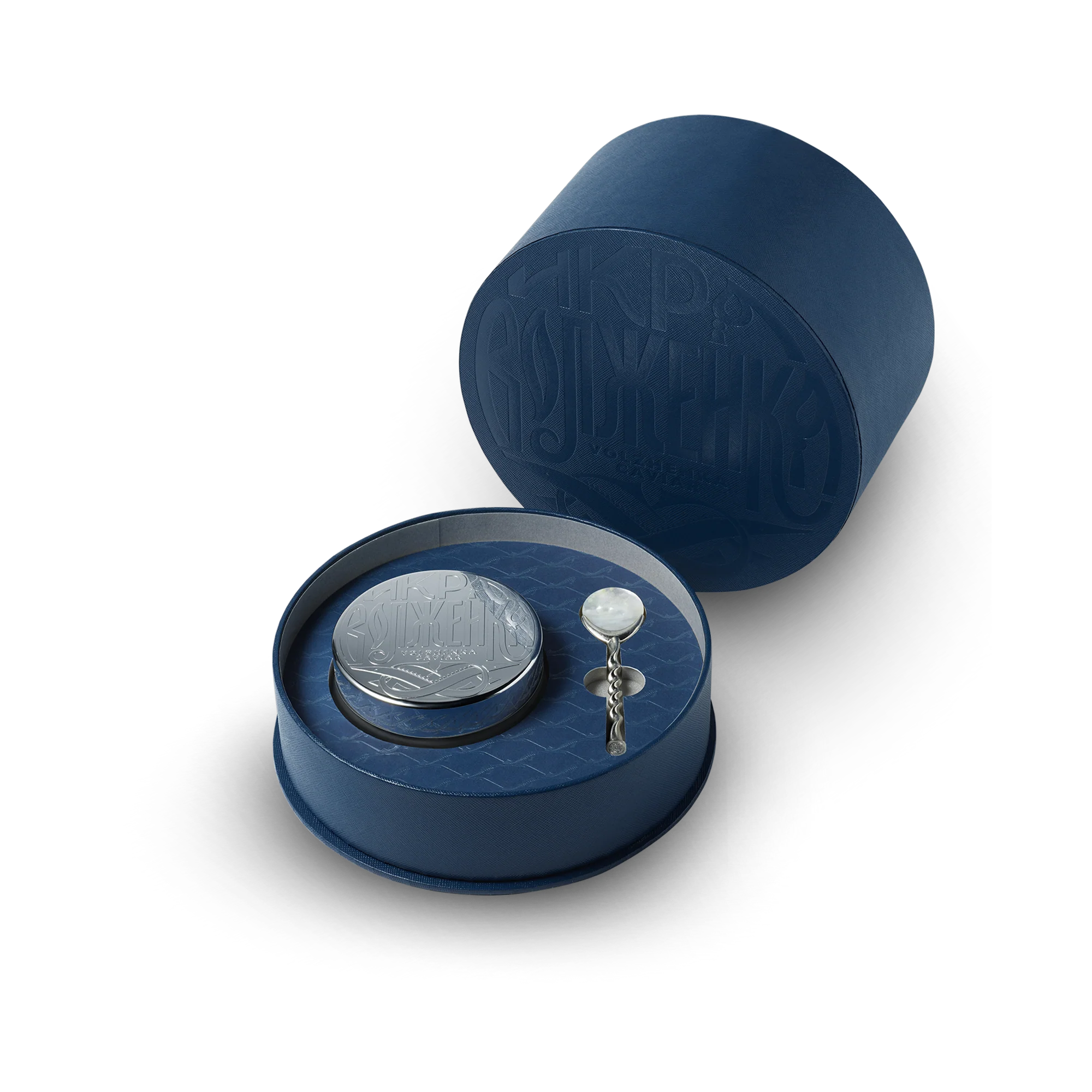 Coffret avec un pot de caviar et une cuillère en nacre, 410 €, Volzhenka.