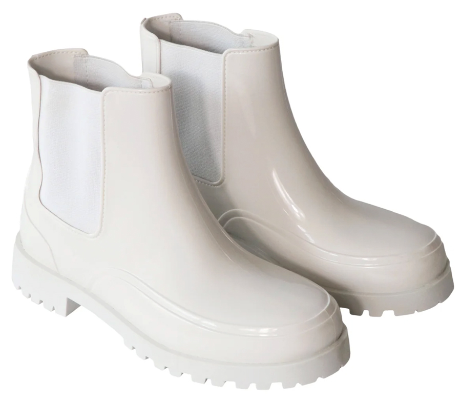 bottes basses en caoutchouc blanc 