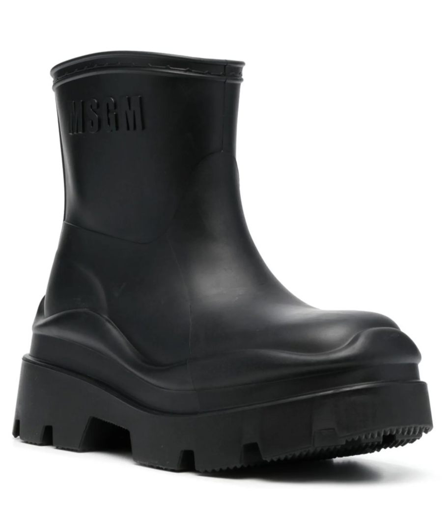 bottes de pluie basses en cuir noir msgm 