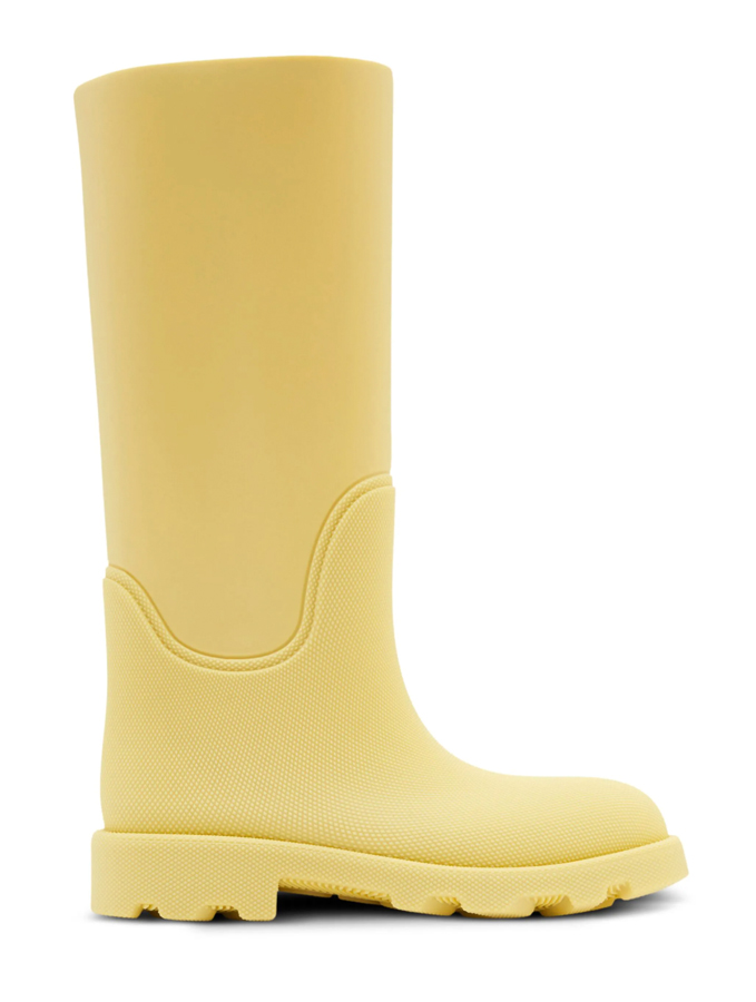 bottes de pluie en caoutchouc jaune burberry 