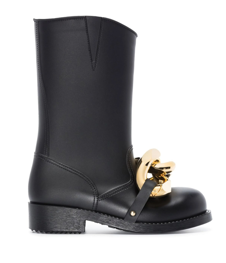 bottes de pluie en caoutchouc noir à détail chaine jw anderson 