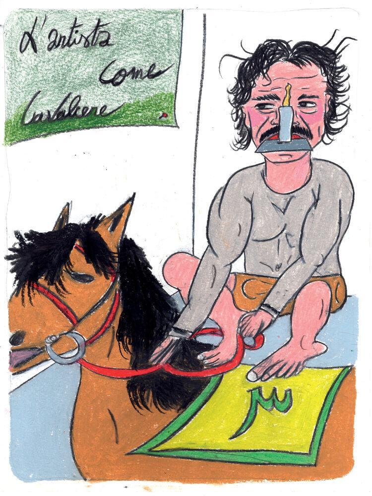 Illustration de l'exposition avec douze chevaux de Jannis Kounellis par Soufiane Ababri pour Numéro Art 17.