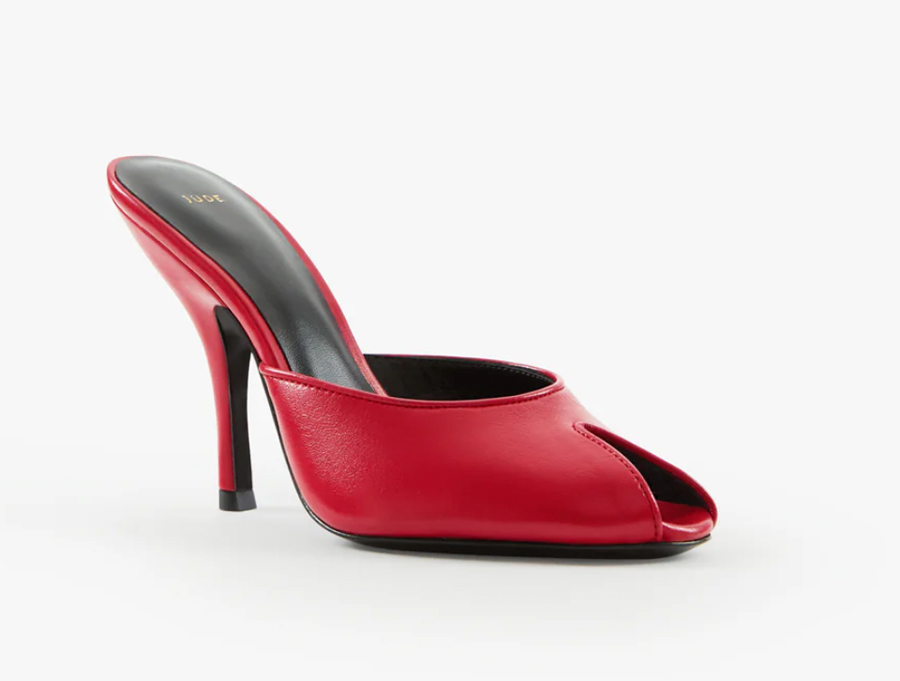 mules à talon en cuir rouge jude