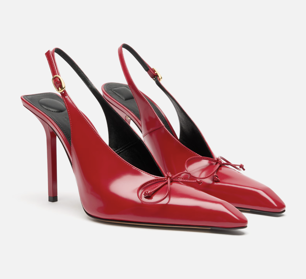 slingbacks en cuir rouge à nœud jacquemus