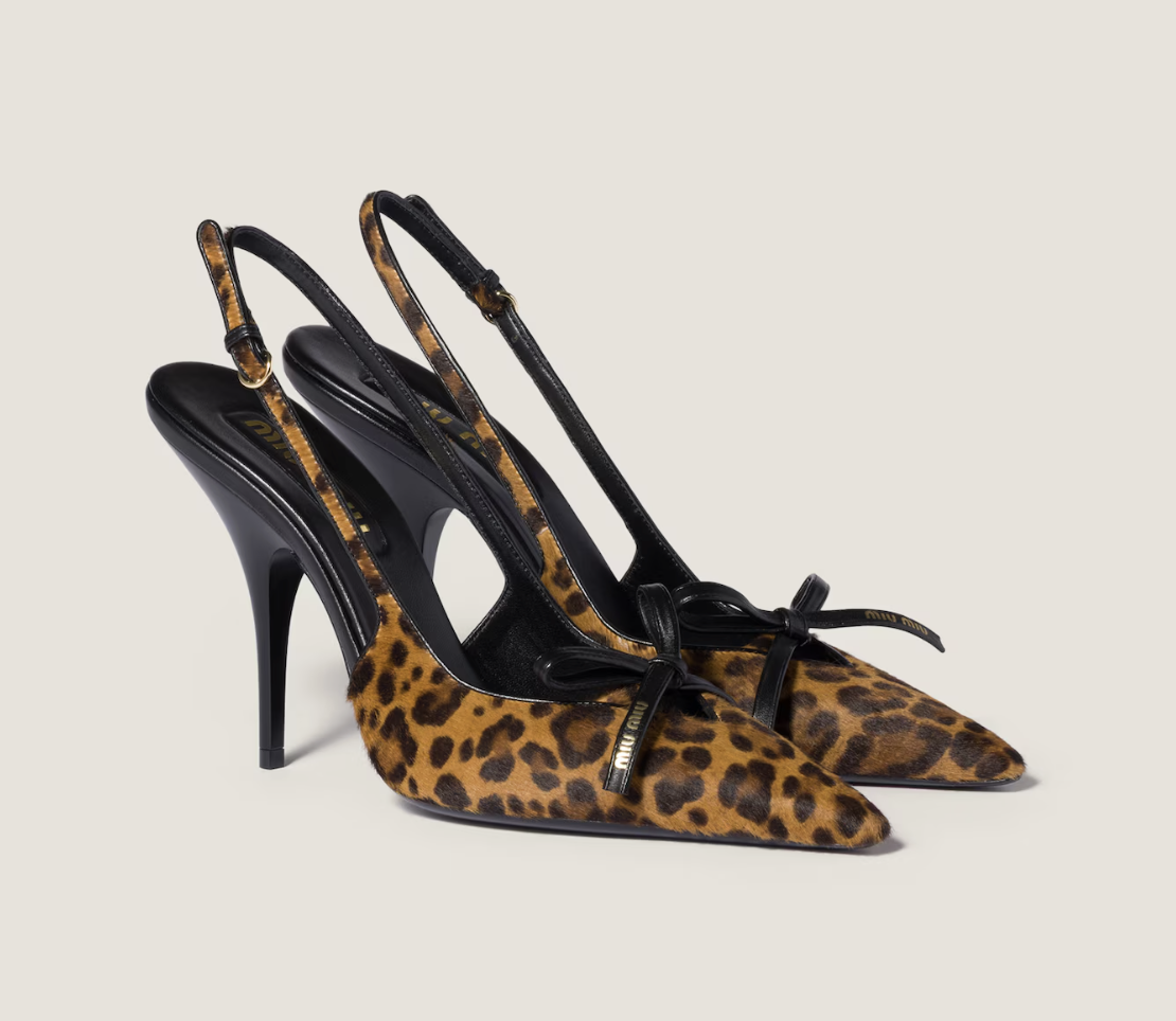 slingbacks à imprimé léopard à nœud miu miu