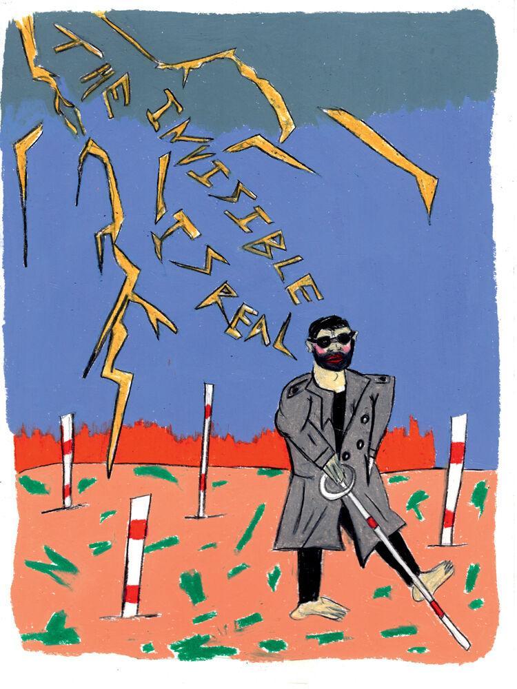 Illustration de l'œuvre The Lightning Filed de Walter de Maria par Soufiane Ababri pour Numéro Art 17.