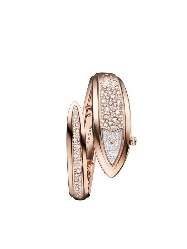 Montre à bracelet rigide Serpenti Aeterna en or et diamants, BVLGARI.