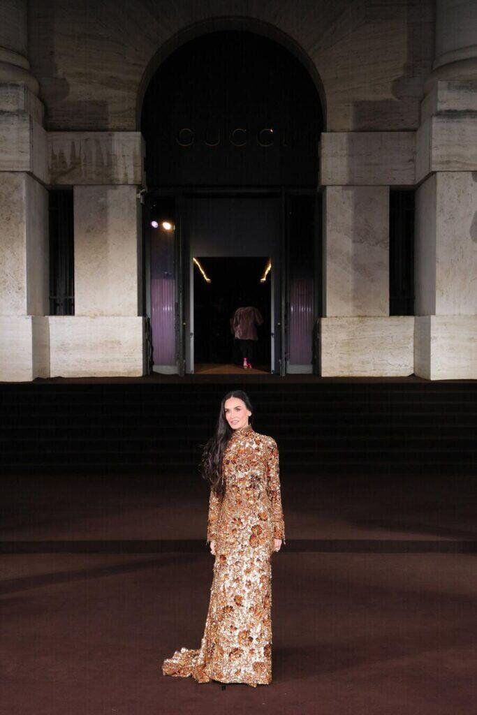 Demi Moore pour l'avant-première du film The Tiger pour Gucci à la fashion Week de milan