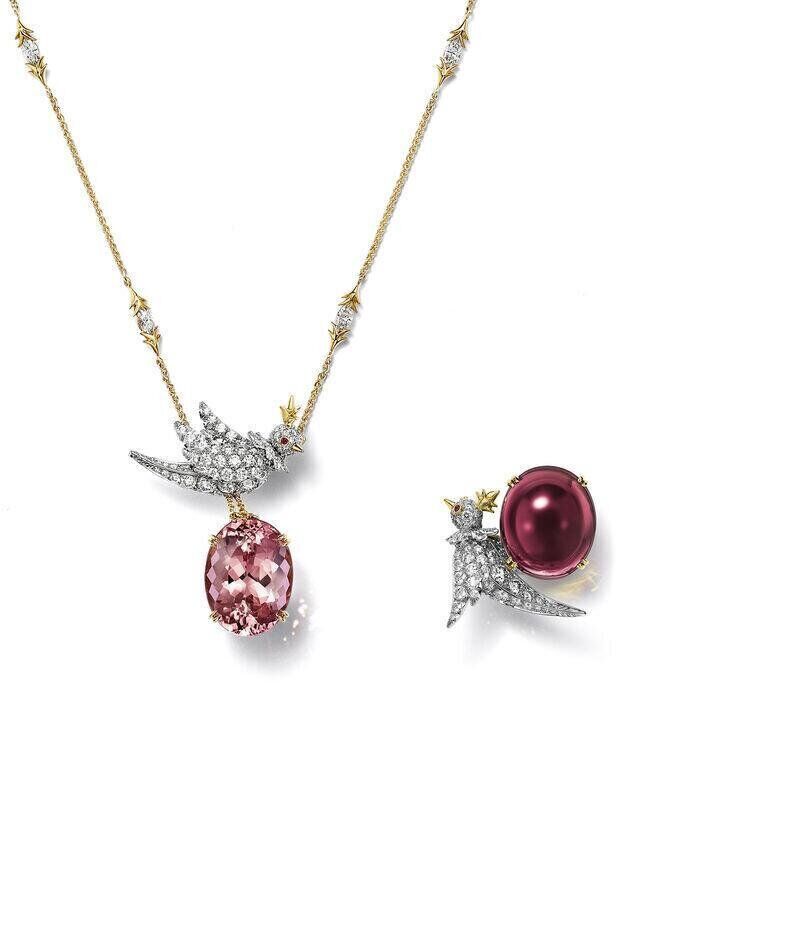 Broches love birds tiffany & co en tourmaline