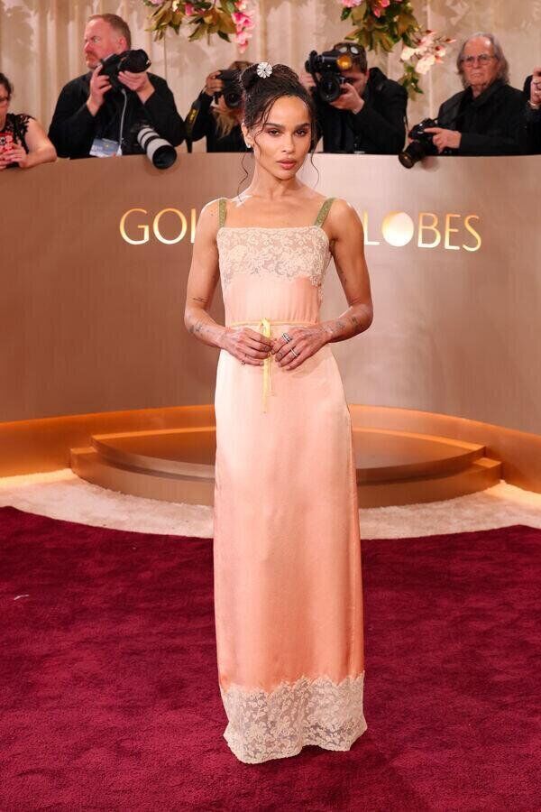 Zoë Kravitz wearing Saint Laurent golden globes 2026