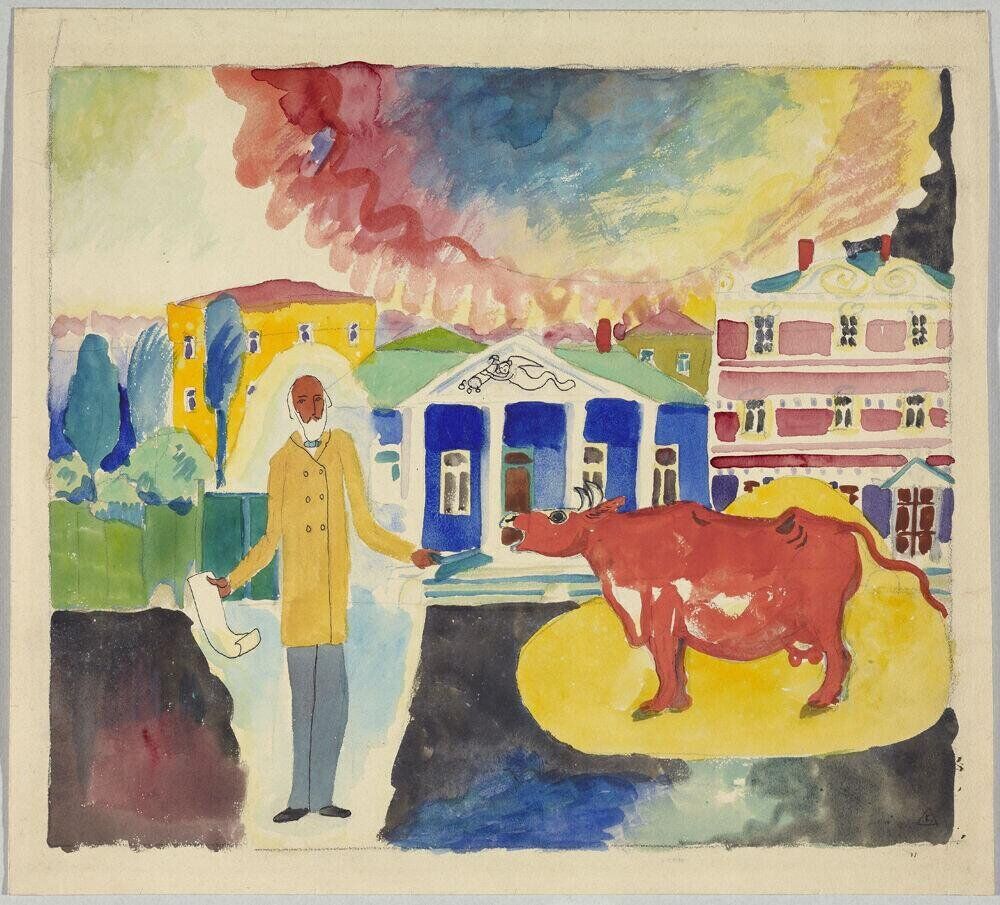 œuvre de l'artiste Vassily Kandinsky, Vache à Moscou (1910) exposée au LaM à Lille en 2026
