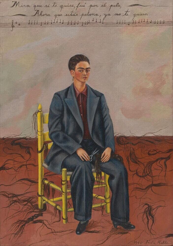 tableau de l'artiste Frida Kahlo, Autoportrait aux cheveux bouclés (1940).